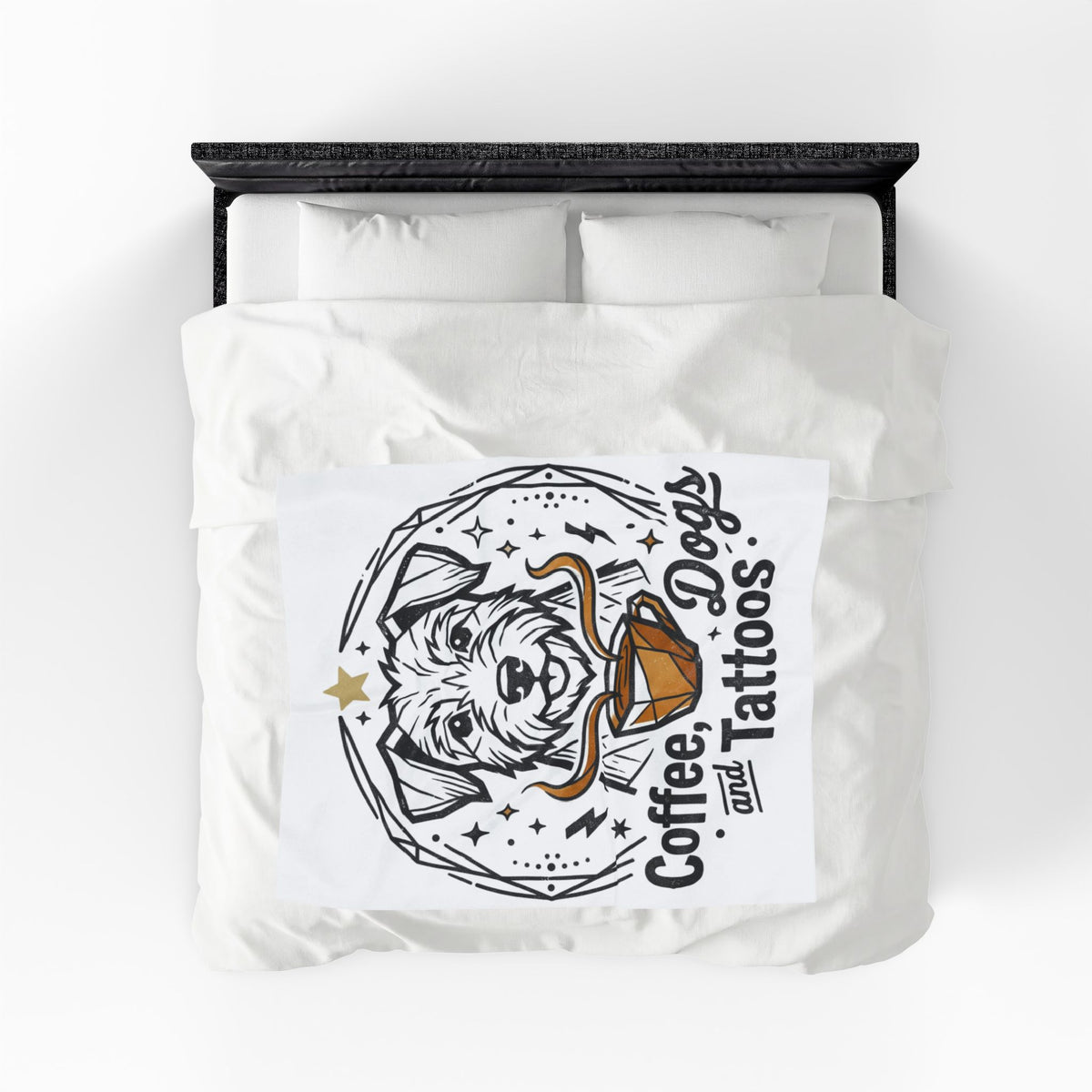 Coffee Dogs and Tattoos Velveteen Plush Blanket Home Decor Throw