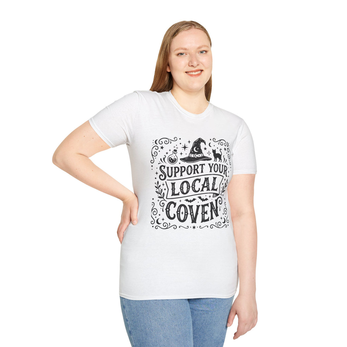 Support Your Local Coven T-Shirt Witchy Halloween Magic Horror Tee