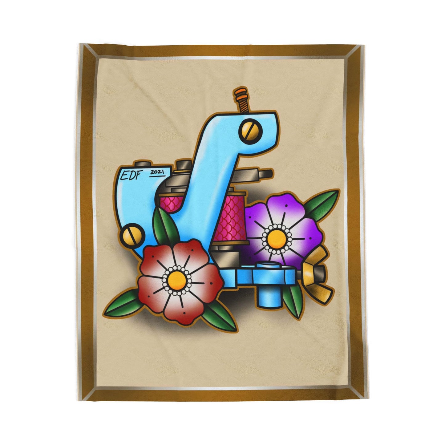 Tattoo Machine Art Velveteen Plush Blanket Throw Home Decor