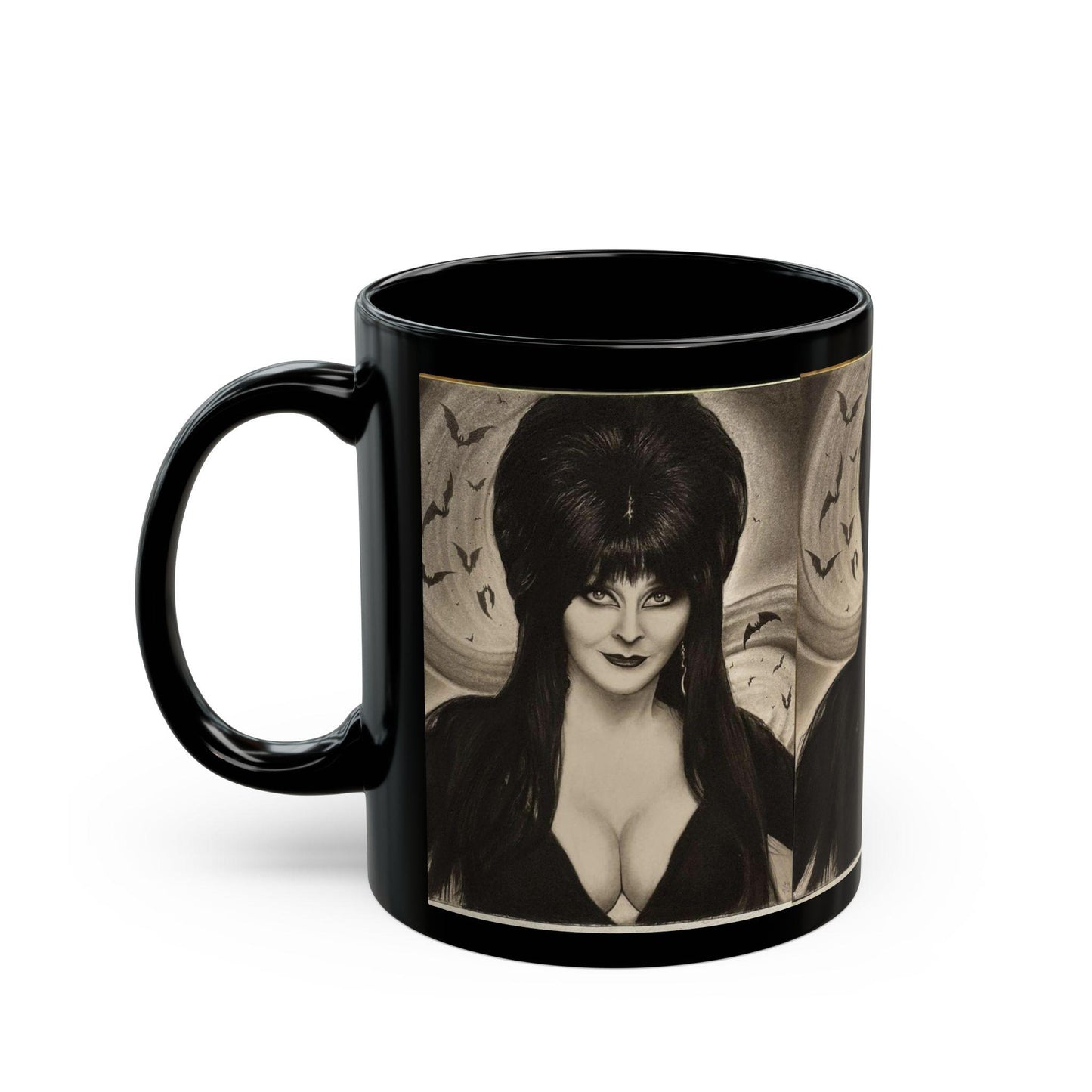Elvira Mistress of the Dark Horror Mug | Black Ceramic Coffee Cup