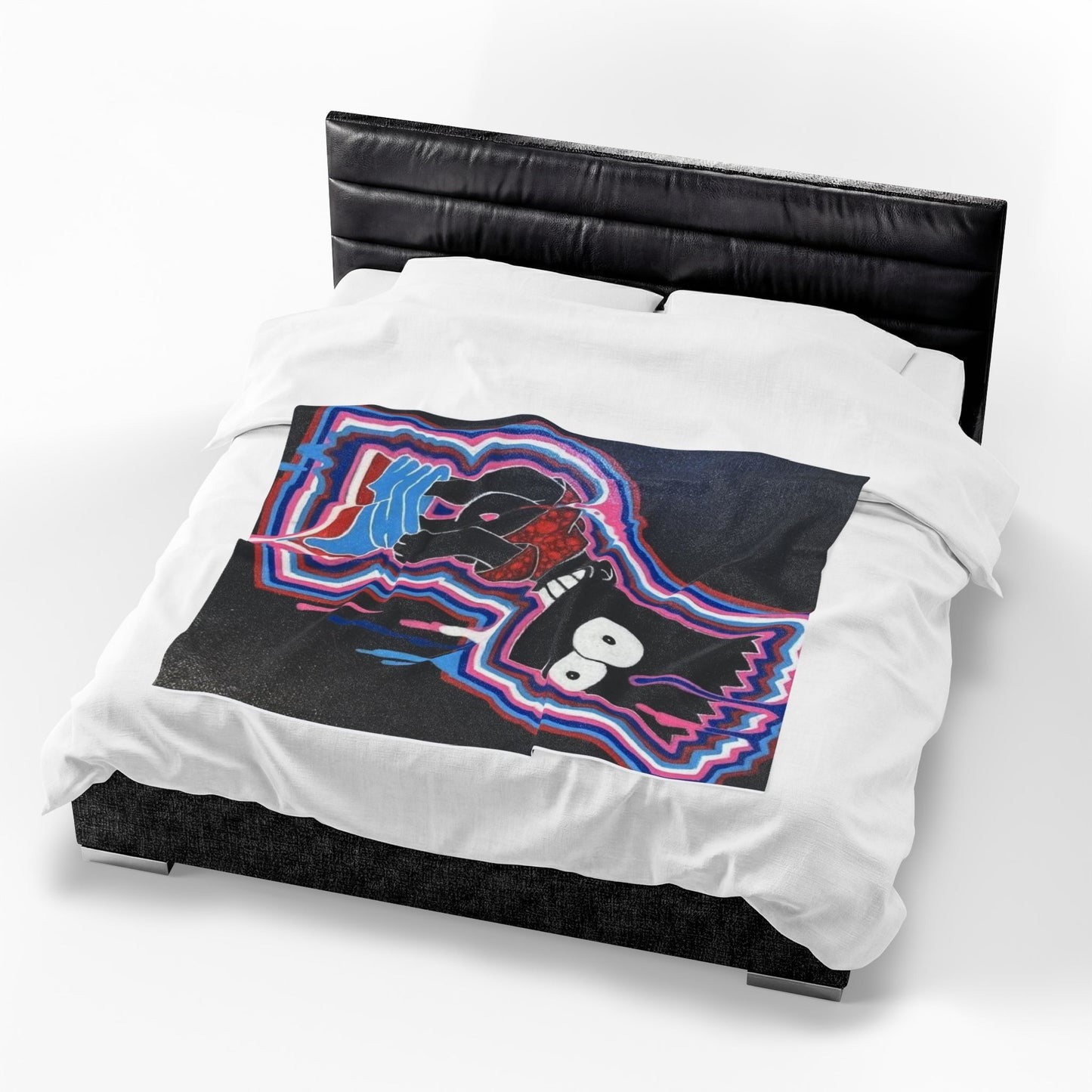 Bart Simpson Velveteen Plush Blanket Graffiti Neon Home Decor Cartoon Throw 90's