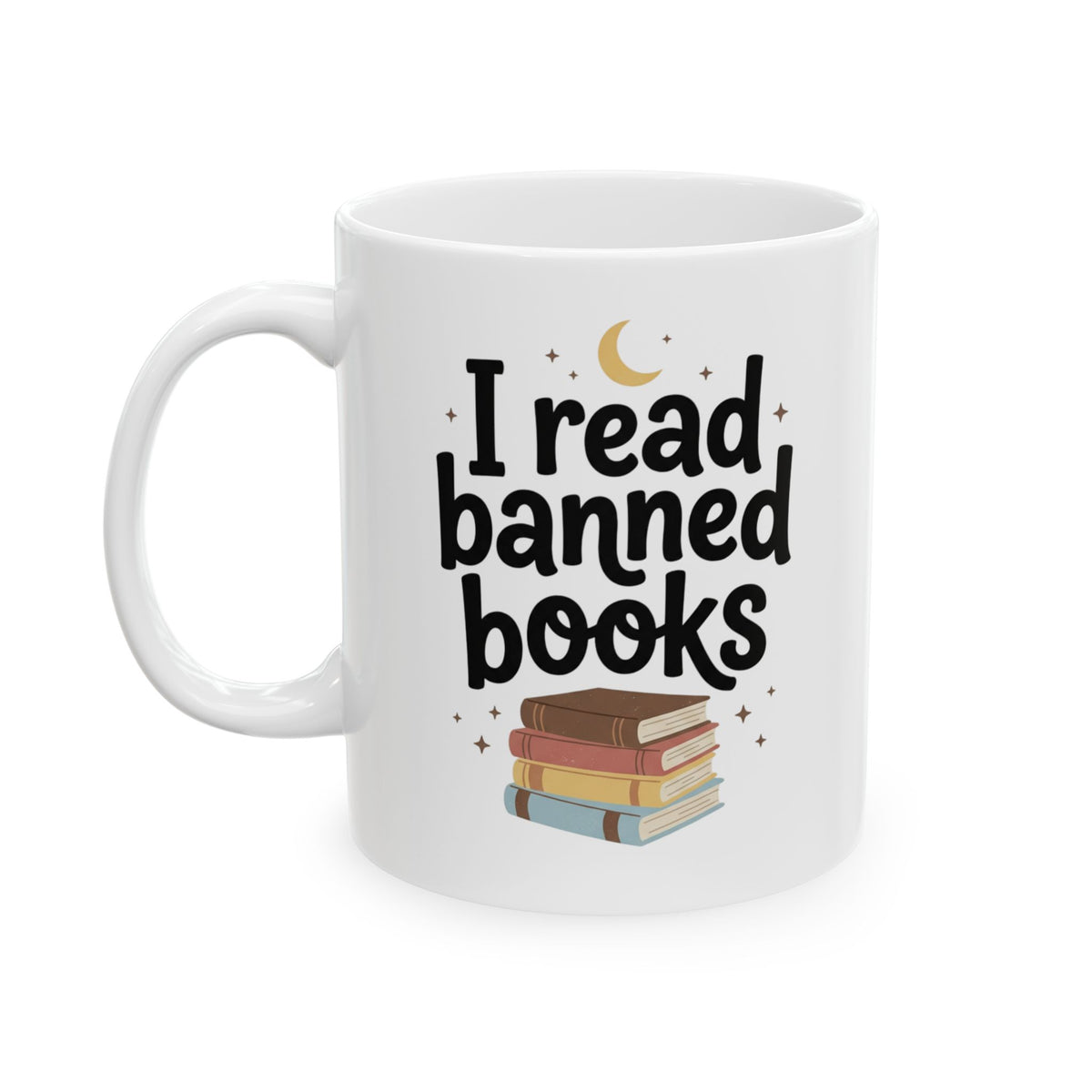 I Read Banned Books Mug Ceramic Coffee Cup Book Lovers Library Literary