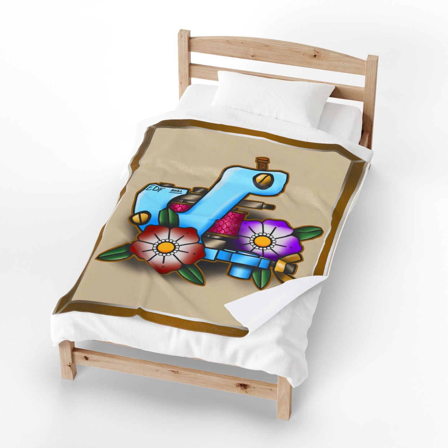 Tattoo Machine Art Velveteen Plush Blanket Throw Home Decor