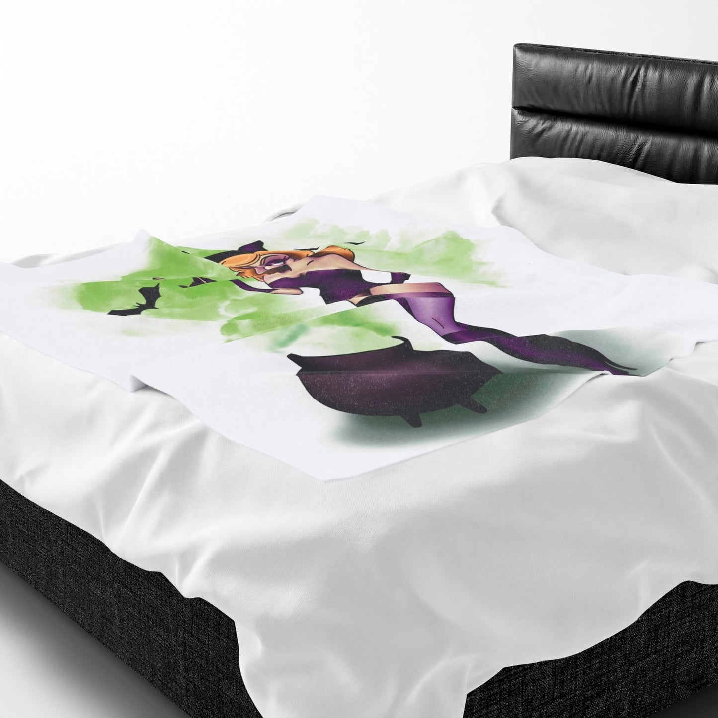 Witch Pin-Up Velveteen Plush Blanket Witchy Home Decor