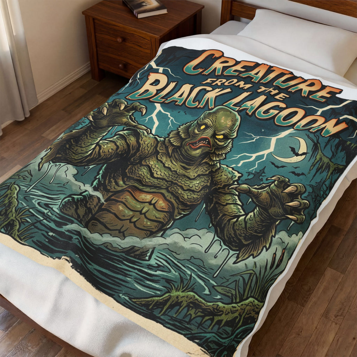 Creature from the Black Lagoon Velveteen Plush Blanket Classic Monster Horror Throw