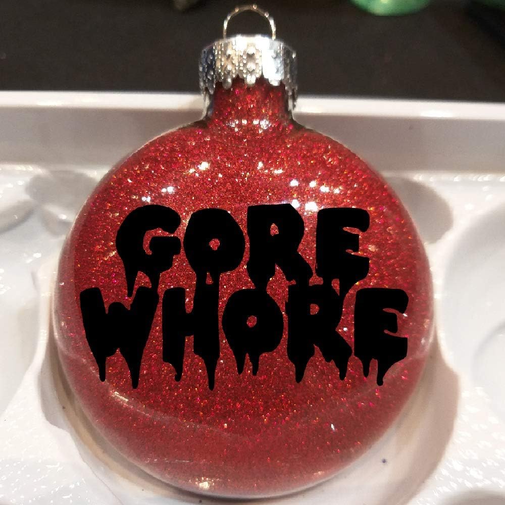Gore Whore Glitter Holiday Ornament Shatterproof Disc Horror