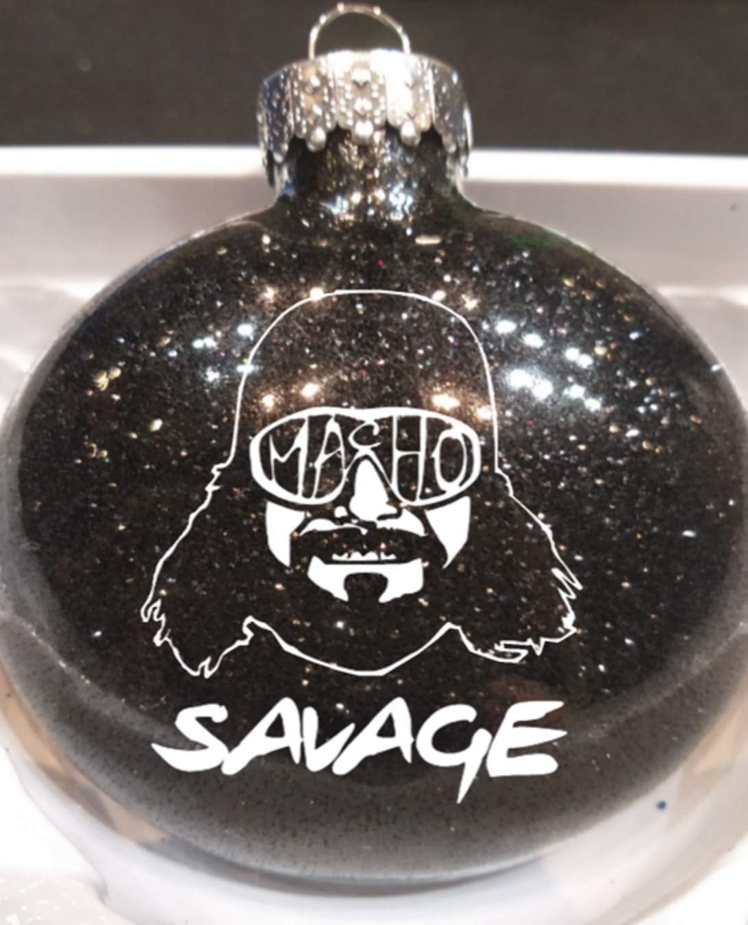 Randy Savage Macho Man Wrestling Glitter Holiday Ornament Shatterproof Disc