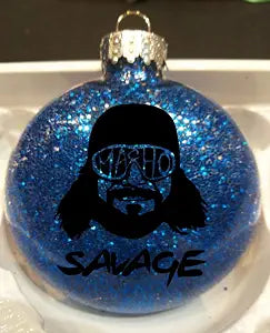 Randy Savage Macho Man Wrestling Glitter Holiday Ornament Shatterproof Disc