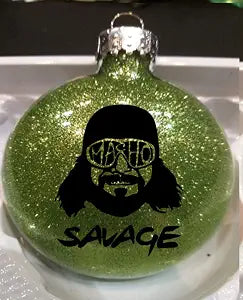 Randy Savage Macho Man Wrestling Glitter Holiday Ornament Shatterproof Disc