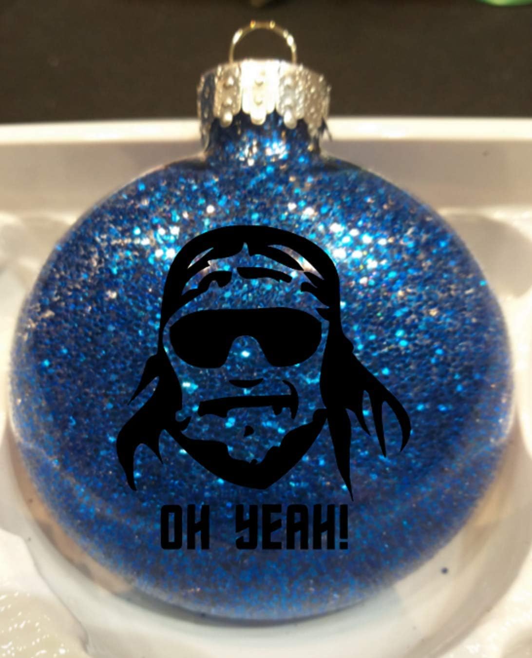 Randy Savage Macho Man Oh Yeah Wrestling Glitter Holiday Ornament Shatterproof Disc