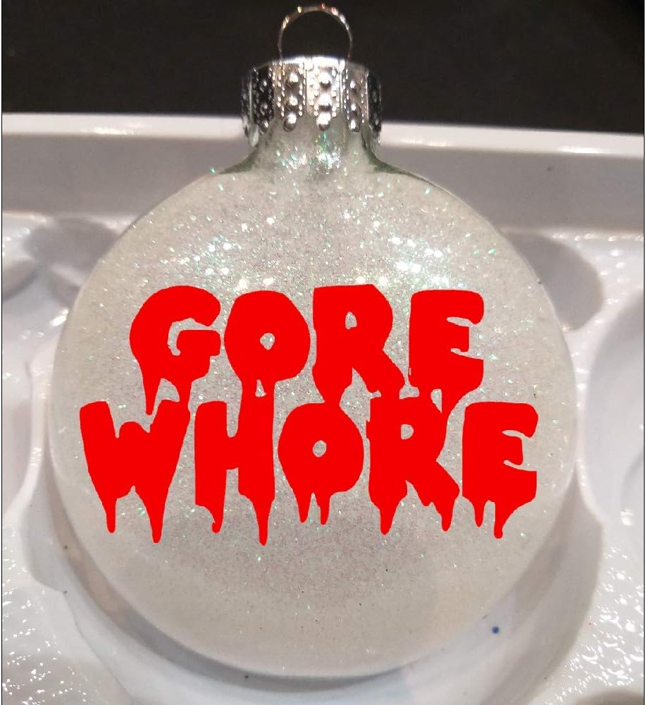 Gore Whore Glitter Holiday Ornament Shatterproof Disc Horror