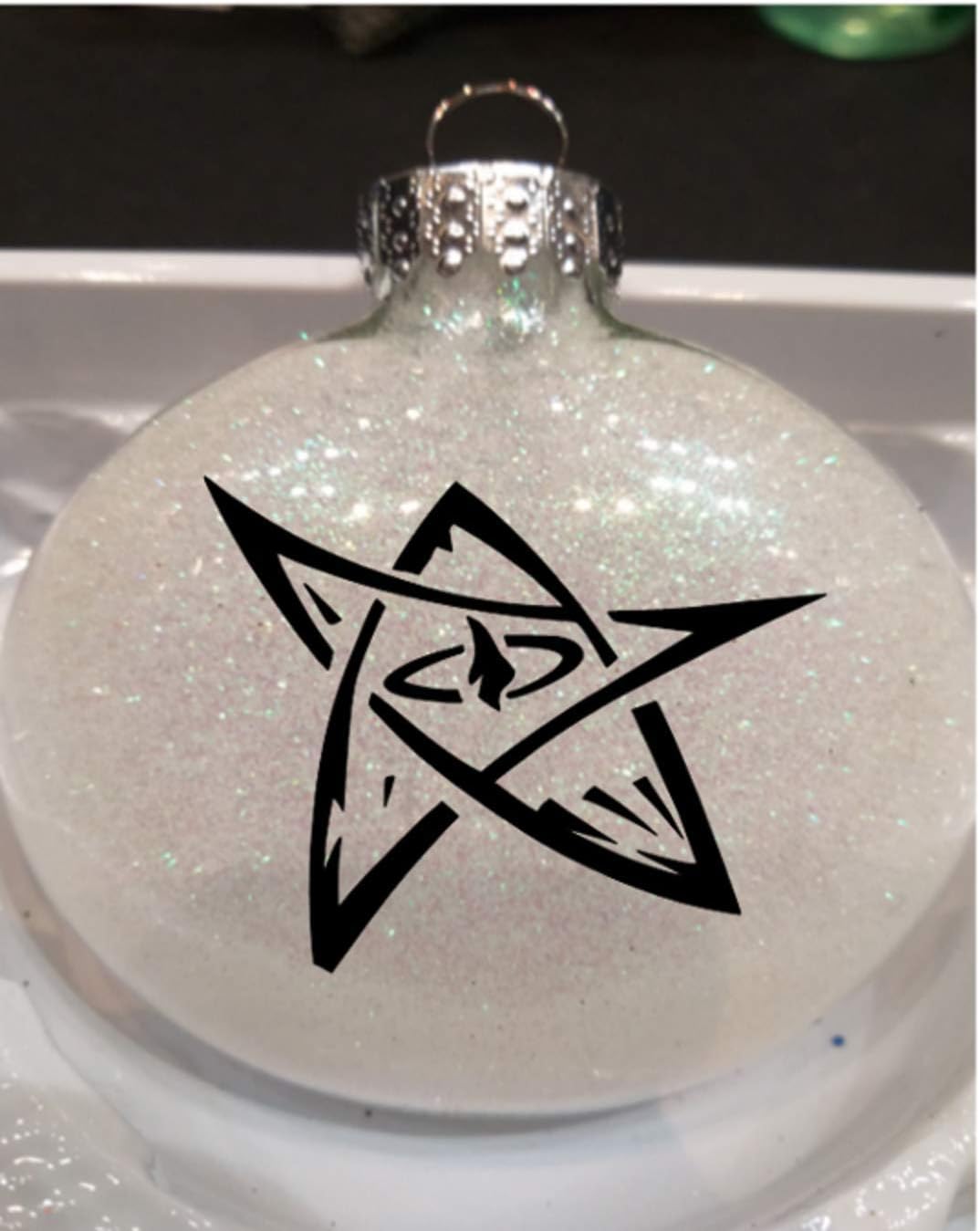 Elder Sign HP Lovecraft Cthulhu Glitter Holiday Ornament Shatterproof Disc Horror