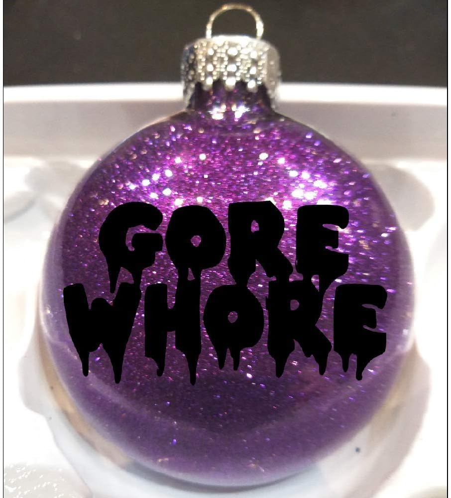 Gore Whore Glitter Holiday Ornament Shatterproof Disc Horror