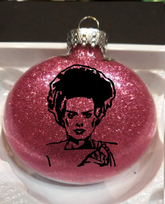 Bride of Frankenstein Glitter Holiday Ornament Shatterproof Disc Horror