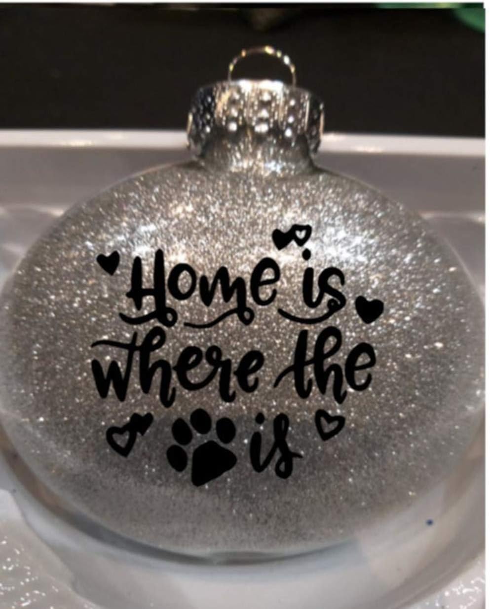 Home is Where the Pets Are Glitter Holiday Ornament Shatterproof Disc Horror