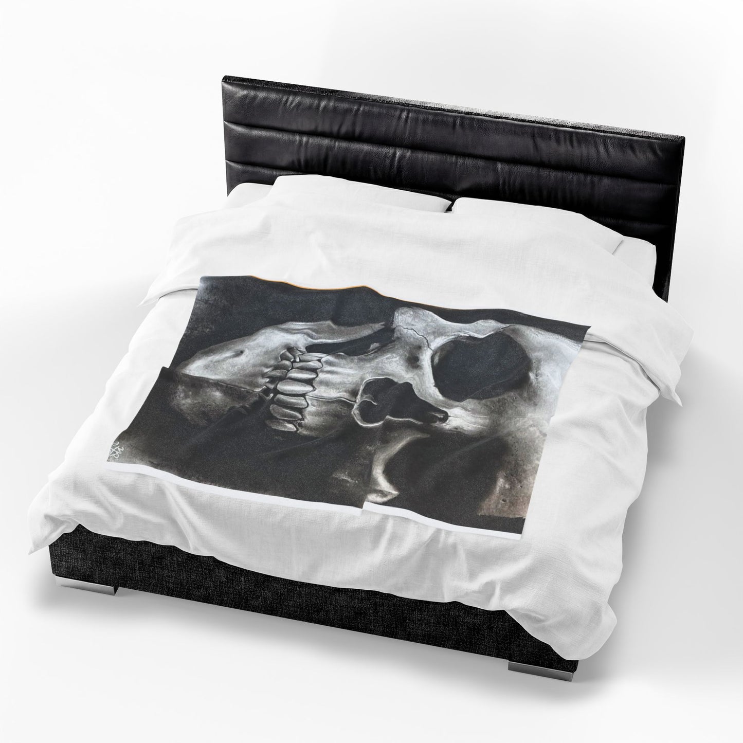 Original Skull Drawing Velveteen Blanket Gothic Skull Dark Home Decor