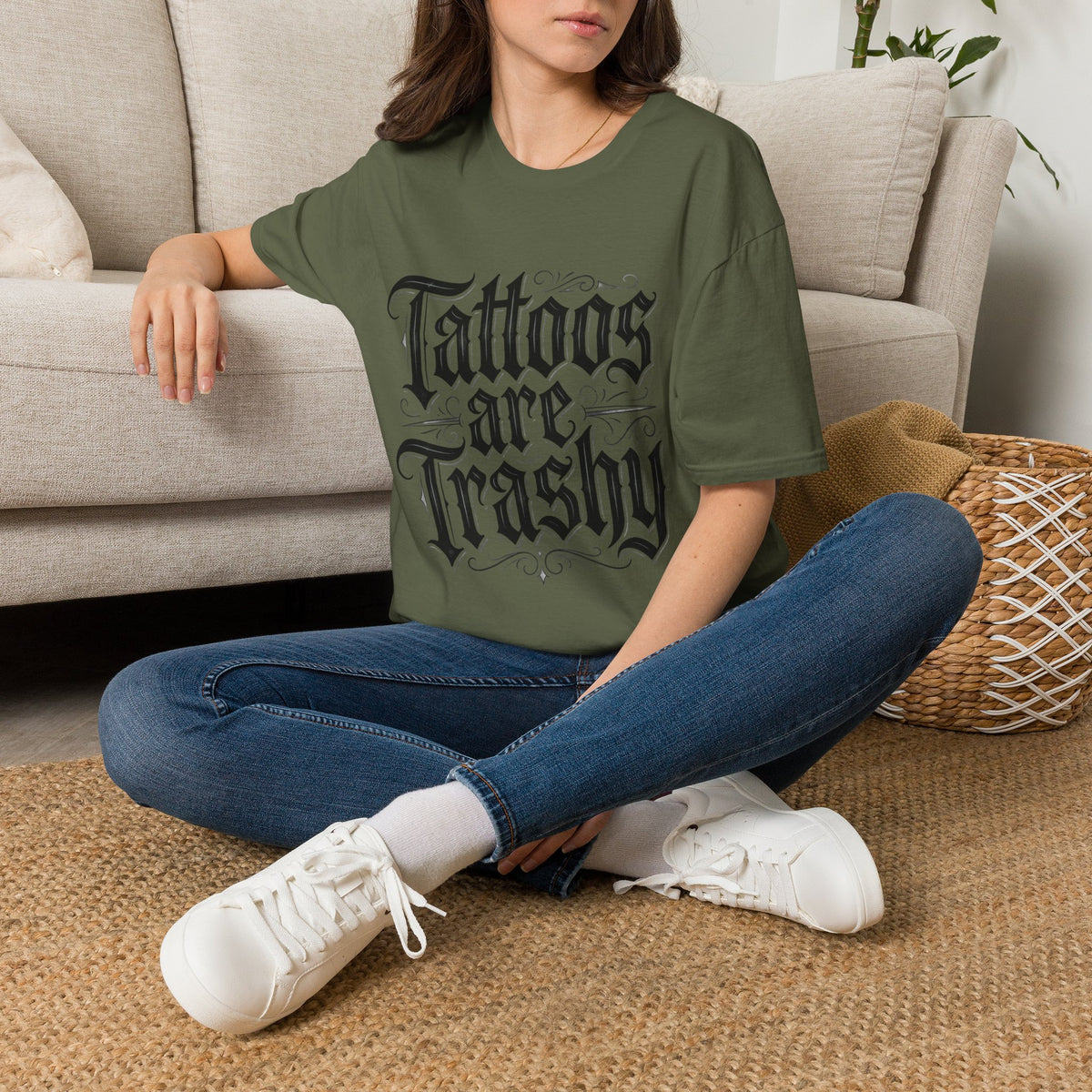 Tattoos Are Trashy T-Shirt Gothic Lettering Graphic Tee Funny Ironic Alternative