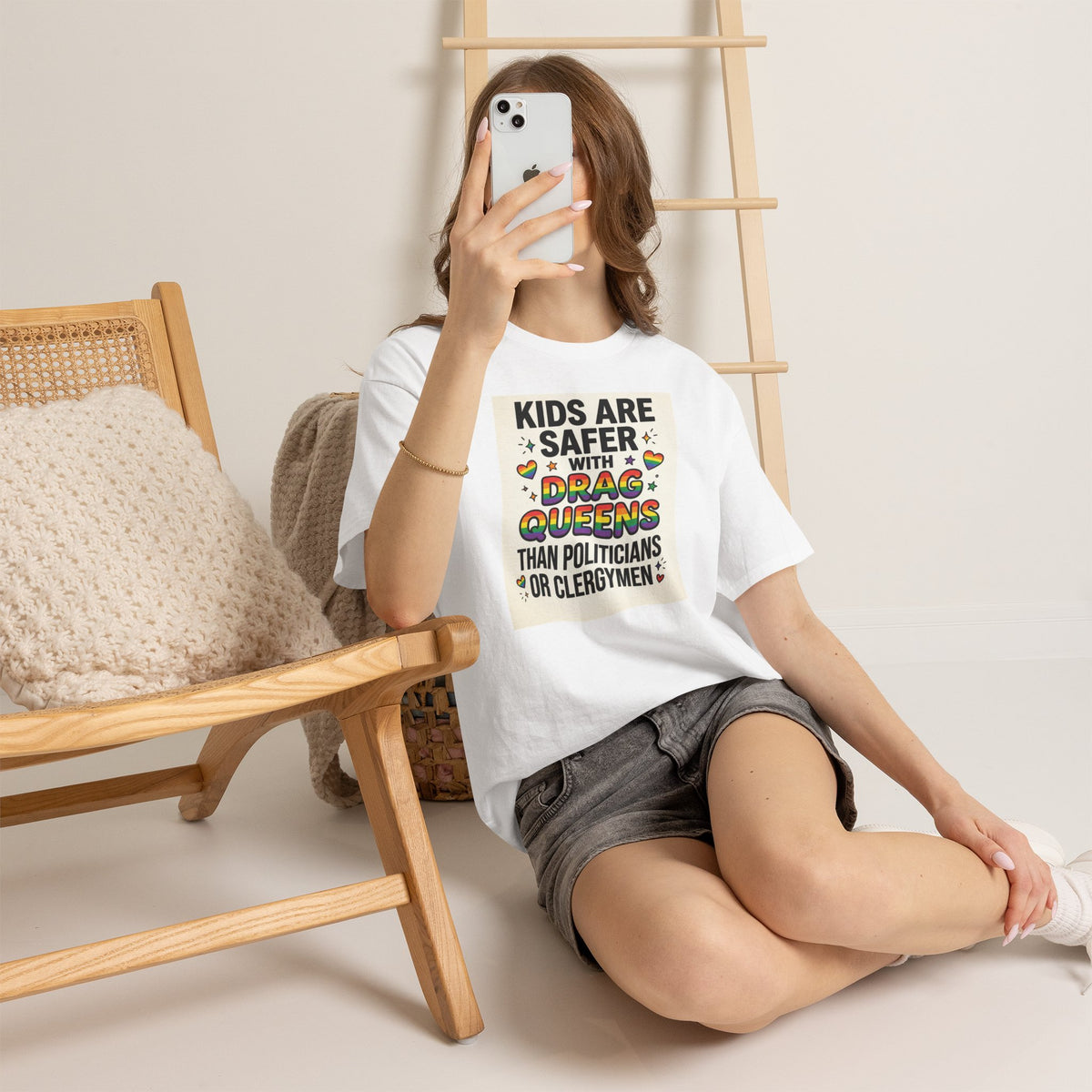 Kids Are Safer With Drag Queens Tee T Shirt LGBTQ+ Pride Statement Clothing