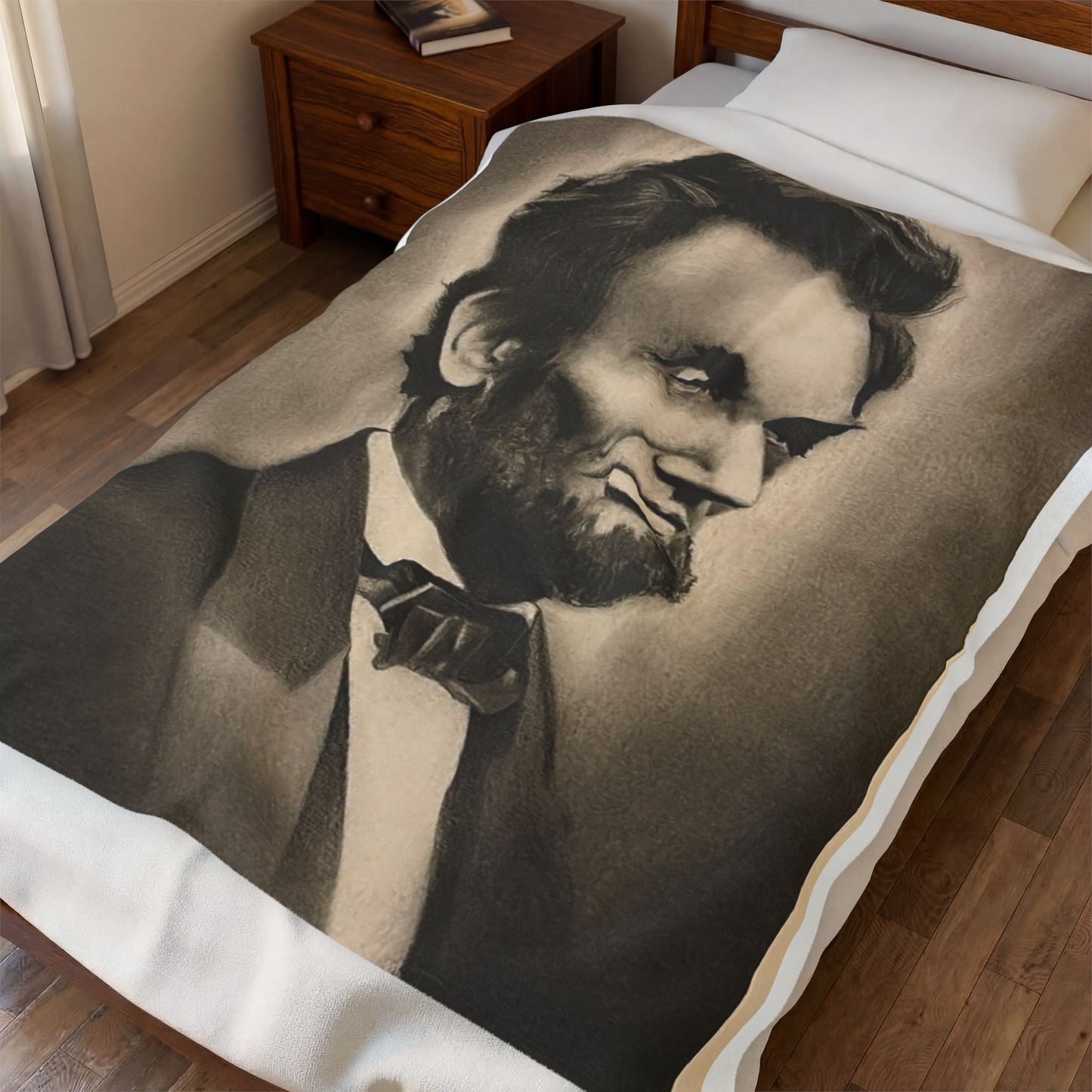 Abraham Lincoln Portrait Velveteen Plush Blanket Historical President Throw