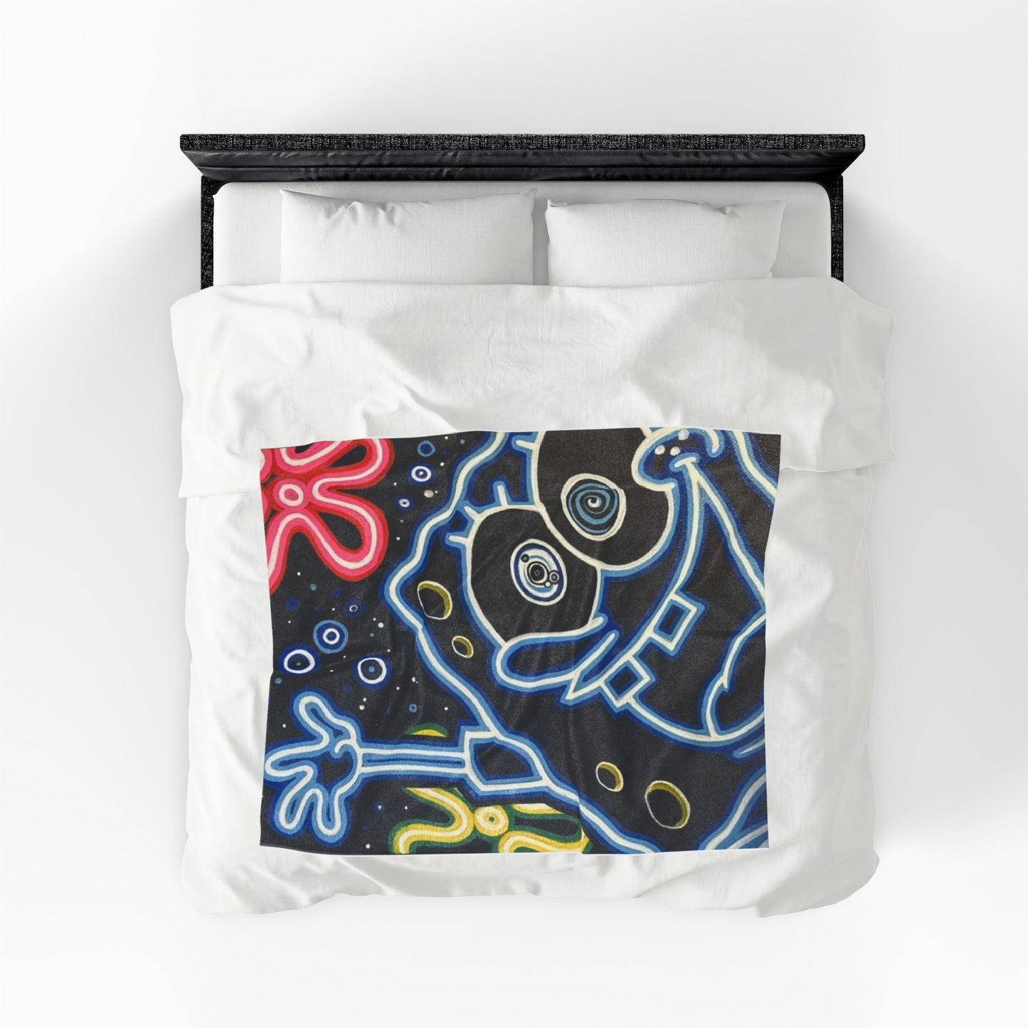 Neon Spongebob Velveteen Plush Blanket Cartoon 90s Plush Throw Home Decor