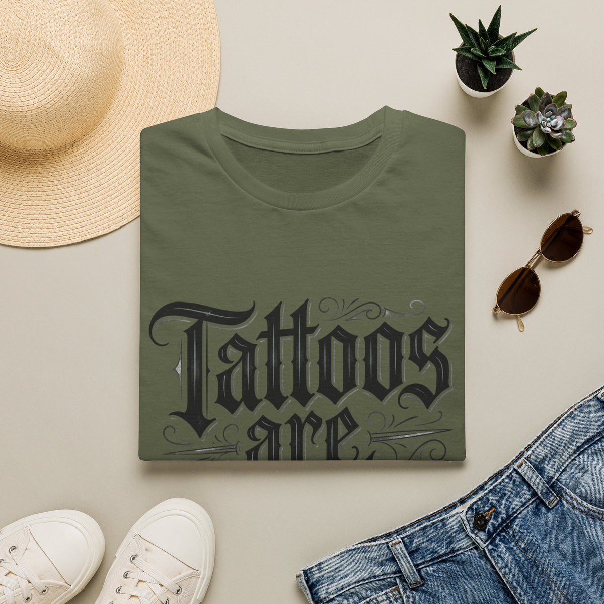Tattoos Are Trashy T-Shirt Gothic Lettering Graphic Tee Funny Ironic Alternative