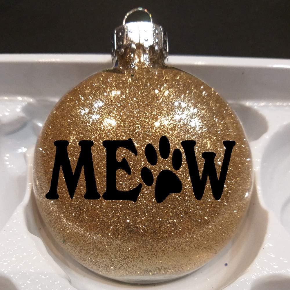 Meow Cat Kitty Glitter Holiday Ornament Shatterproof Disc Horror