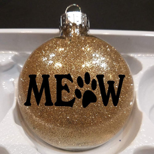Meow Cat Kitty Glitter Holiday Ornament Shatterproof Disc Horror