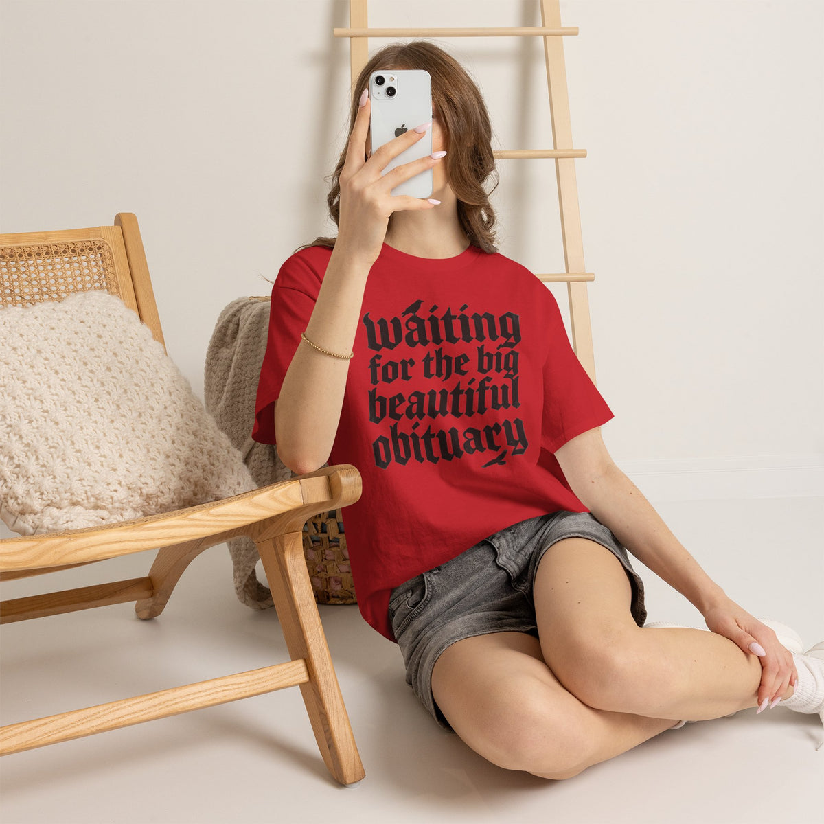 Waiting for the Big Beautiful Obituary T-Shirt Goth Anti Politics Tee