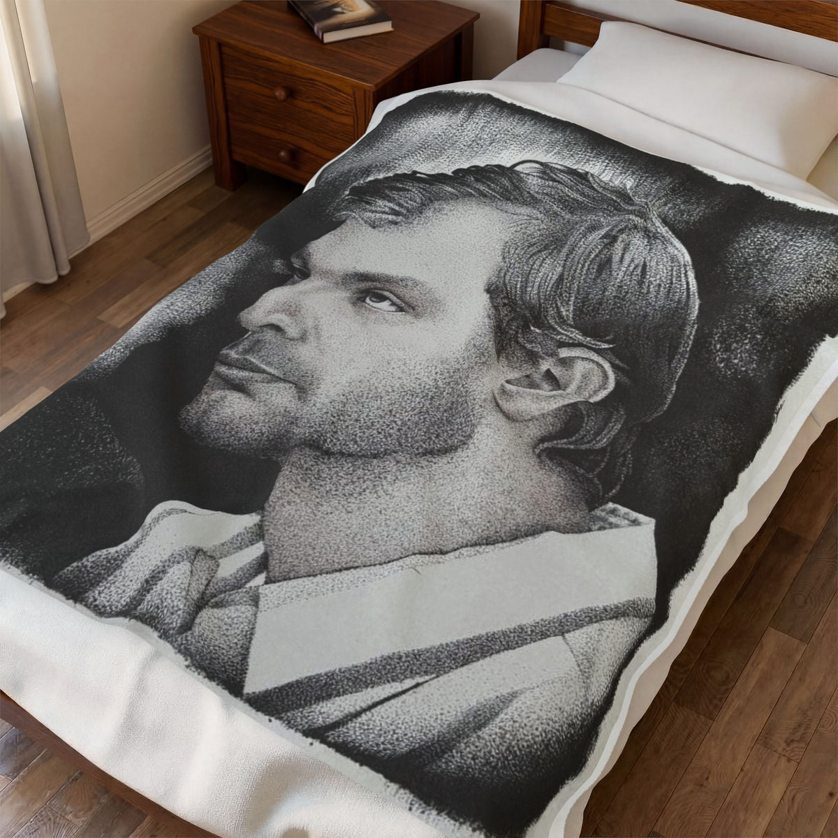 Original Art Jeffrey Dahmer True Crime Velveteen Plush Blanket Home Decor Throw