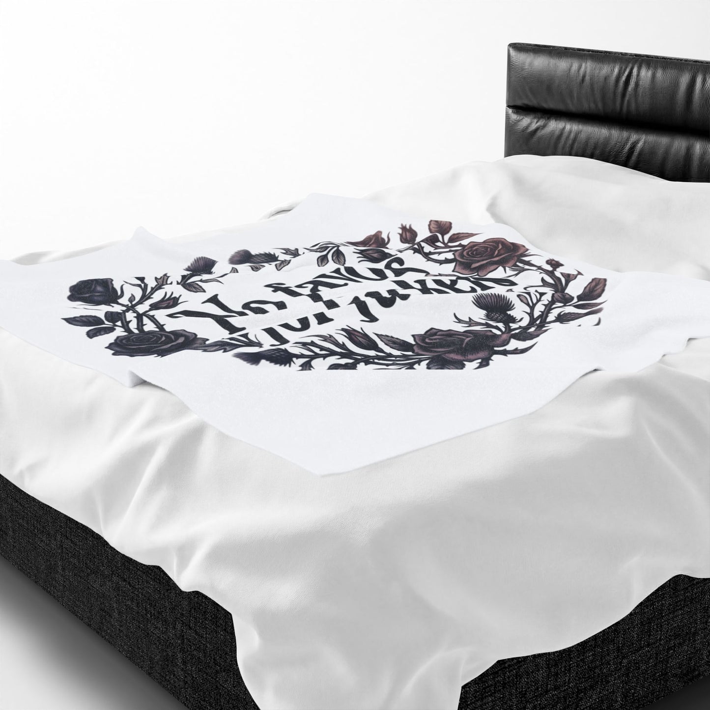 No Favors for Fuckers Velveteen Plush Blanket Gothic Rose Wreath Home Decor Throw