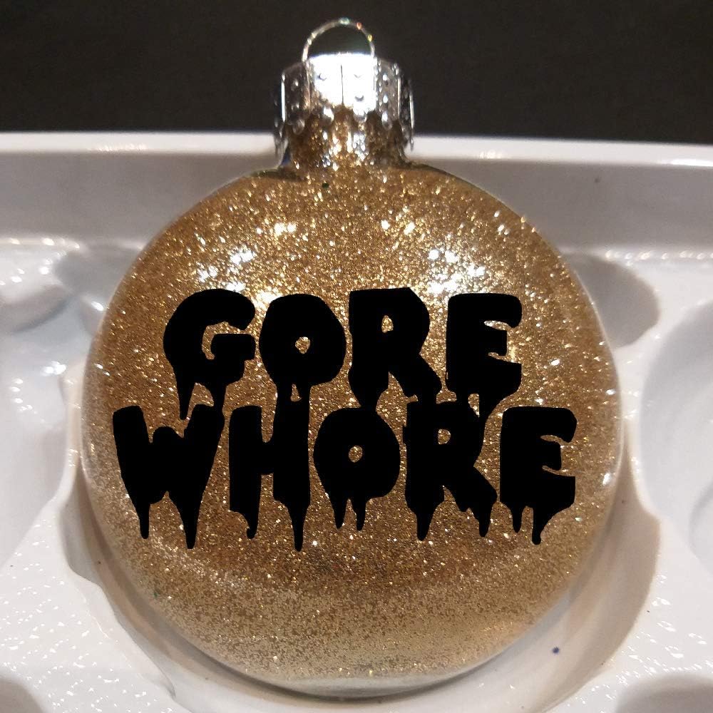 Gore Whore Glitter Holiday Ornament Shatterproof Disc Horror