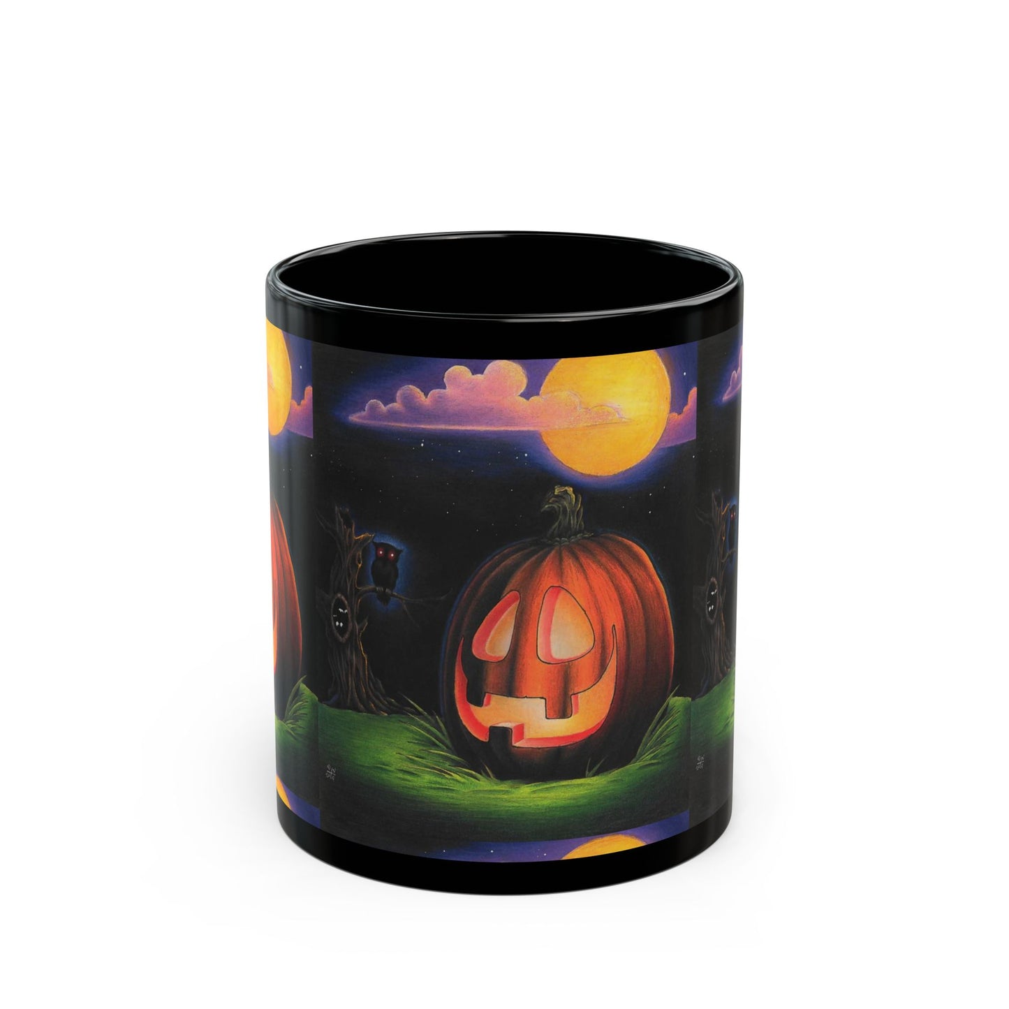Original Art Jack-o'-Lantern Night Pumpkin Mug Halloween Black Coffee Mug