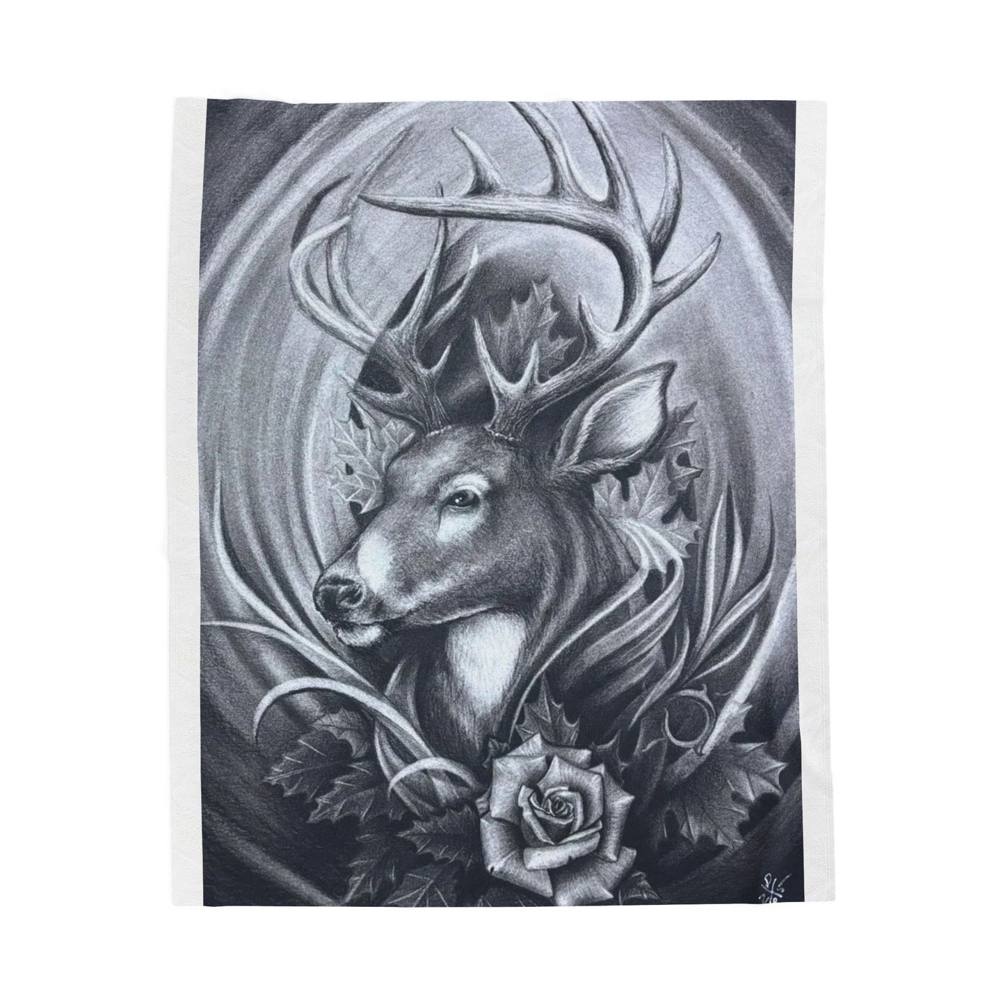 Realistic Deer Portrait Velveteen Plush Blanket Wildlife Home Decor