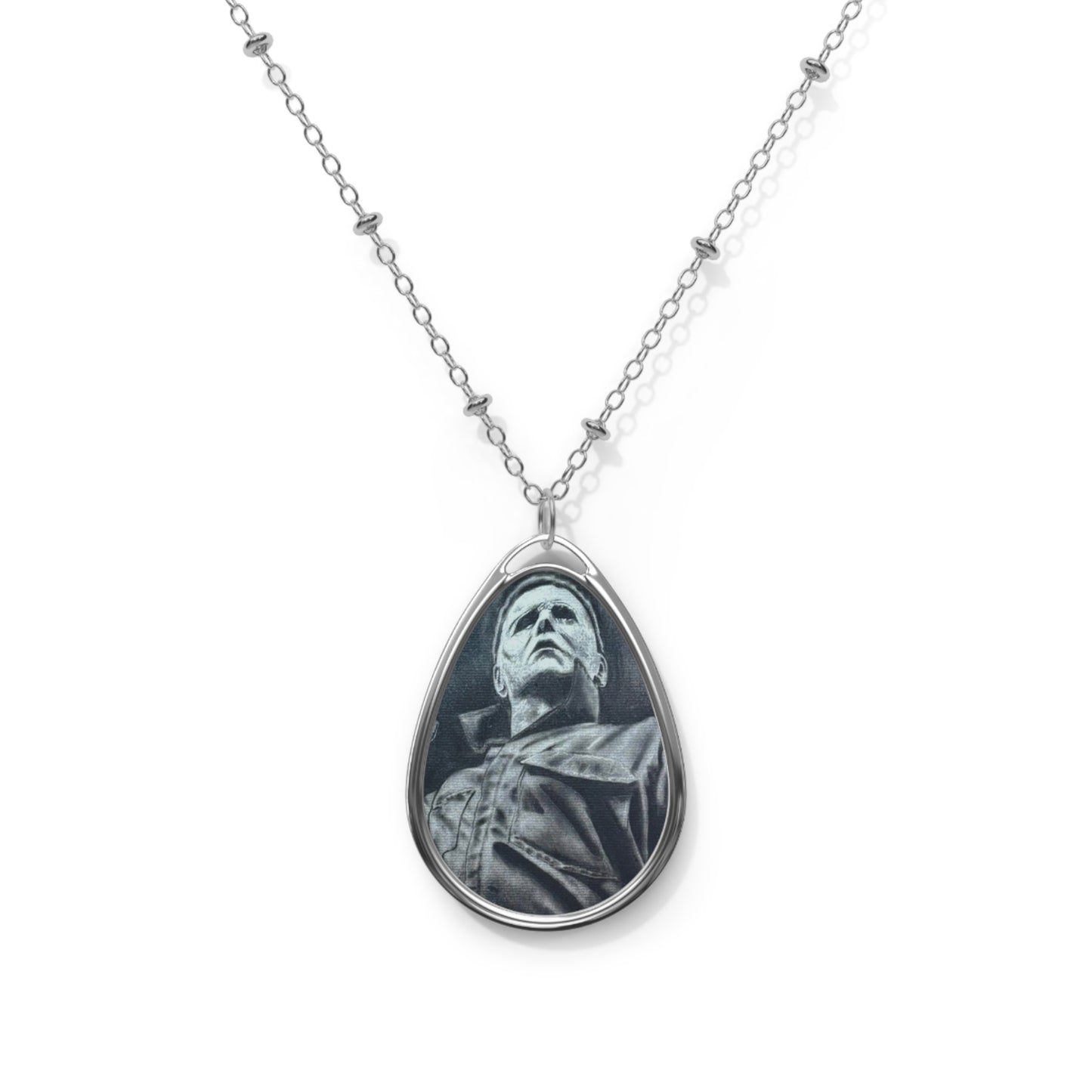 Michael Myers Halloween Oval Necklace Horror Teardrop Pendant Jewelry