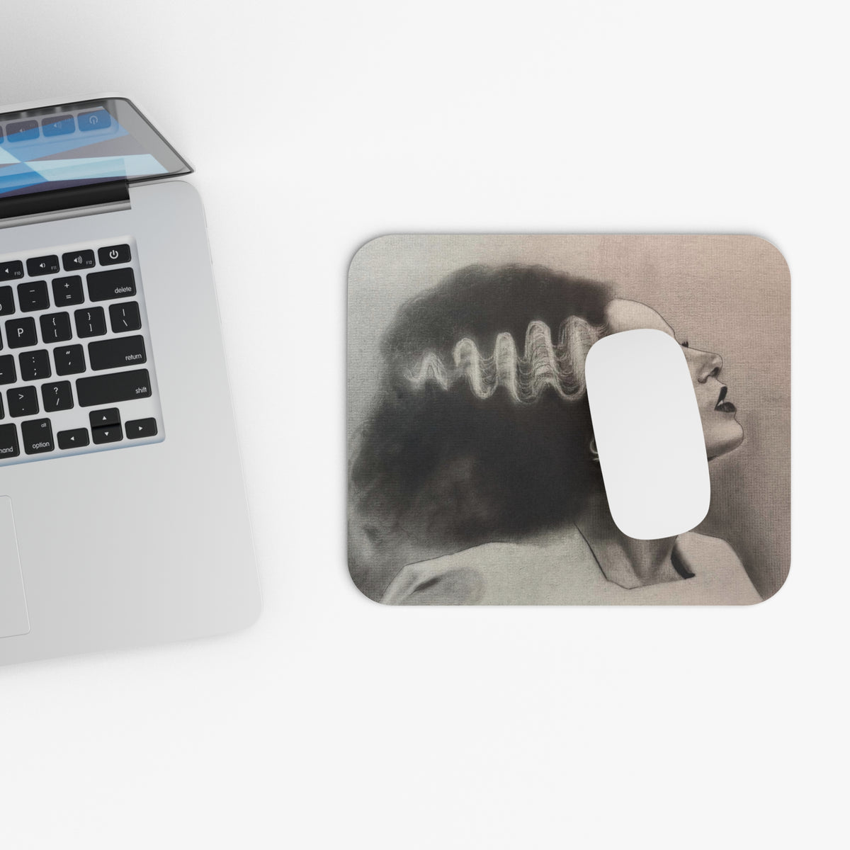 Bride of Frankenstein Portrait Mouse Pad Vintage Horror Home Office Goth