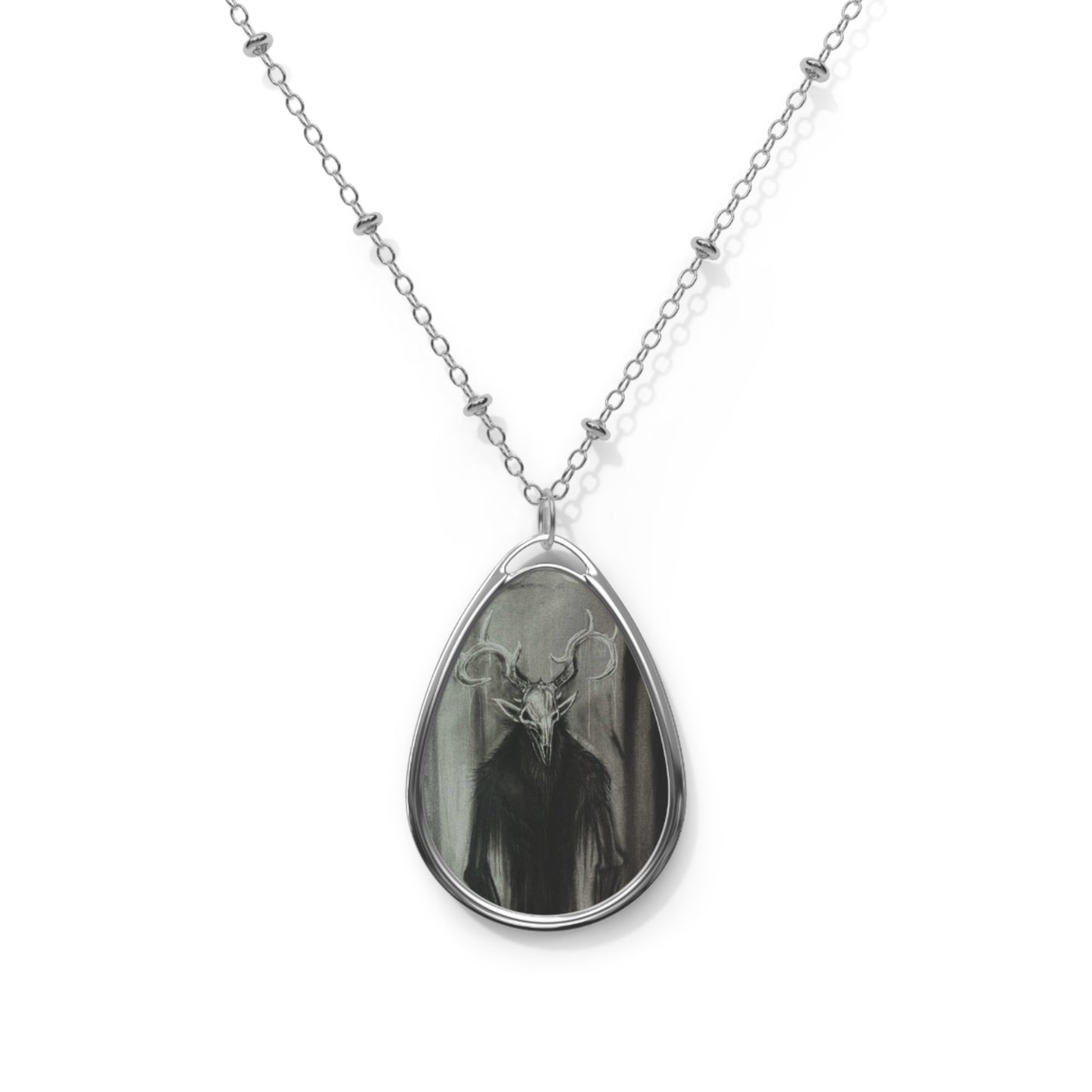 Wendigo Cryptid Oval Pendant Necklace Gothic Jewelry Horror