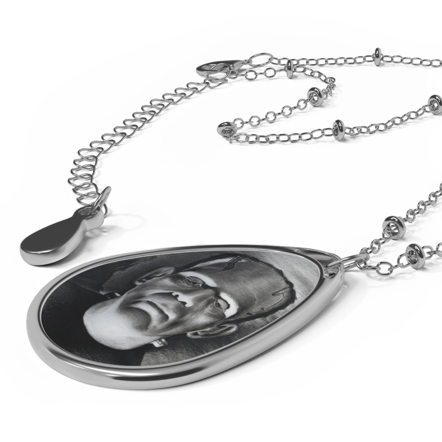 Frankenstein Portrait Necklace Oval Teardrop Pendant Horror Gothic Jewelry