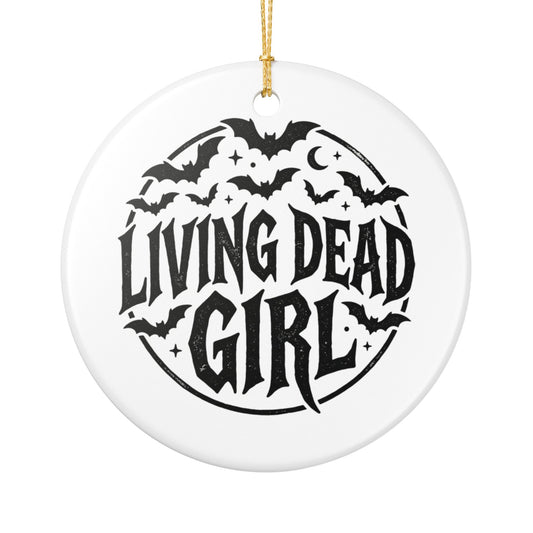 Living Dead Girl Ornament Christmas Holiday Yule Ceramic Halloween Bat
