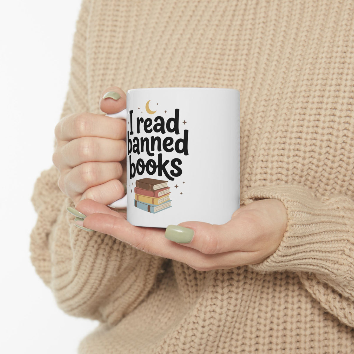 I Read Banned Books Mug Ceramic Coffee Cup Book Lovers Library Literary