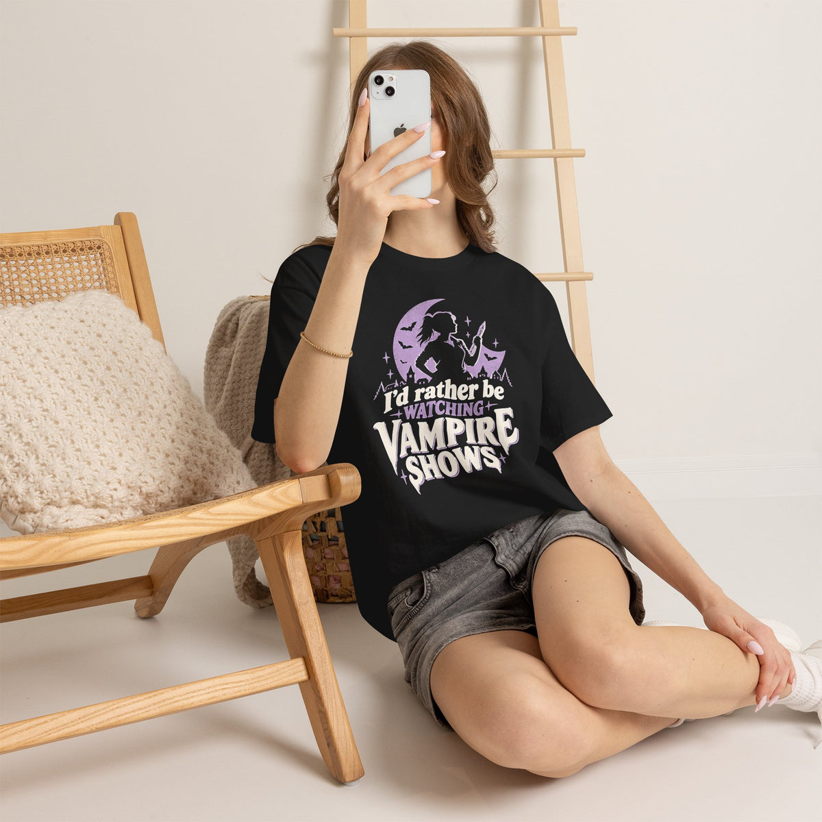 I'd Rather Be Watching Vampire Shows T-Shirt Buffy Fan Horror Tee