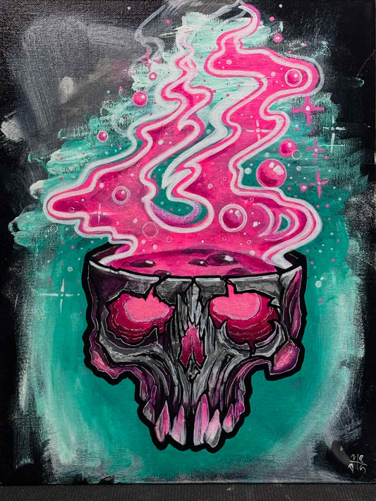 Skull Canvas Art Wall Hanging Home Decor Horror True Crime Halloween