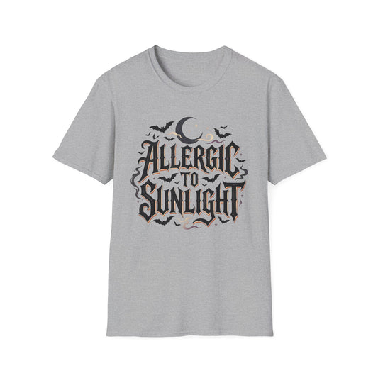Allergic to Sunlight T-Shirt Vampire Moon Bats Goth Alternative Horror Tee