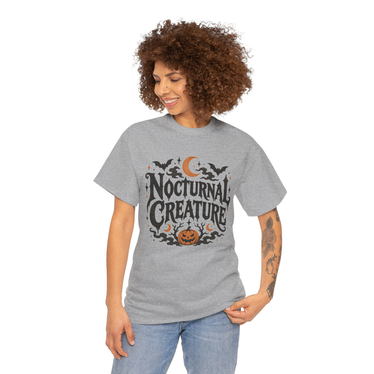 Nocturnal Creature Halloween Graphic T-Shirt Spooky Horror Tee