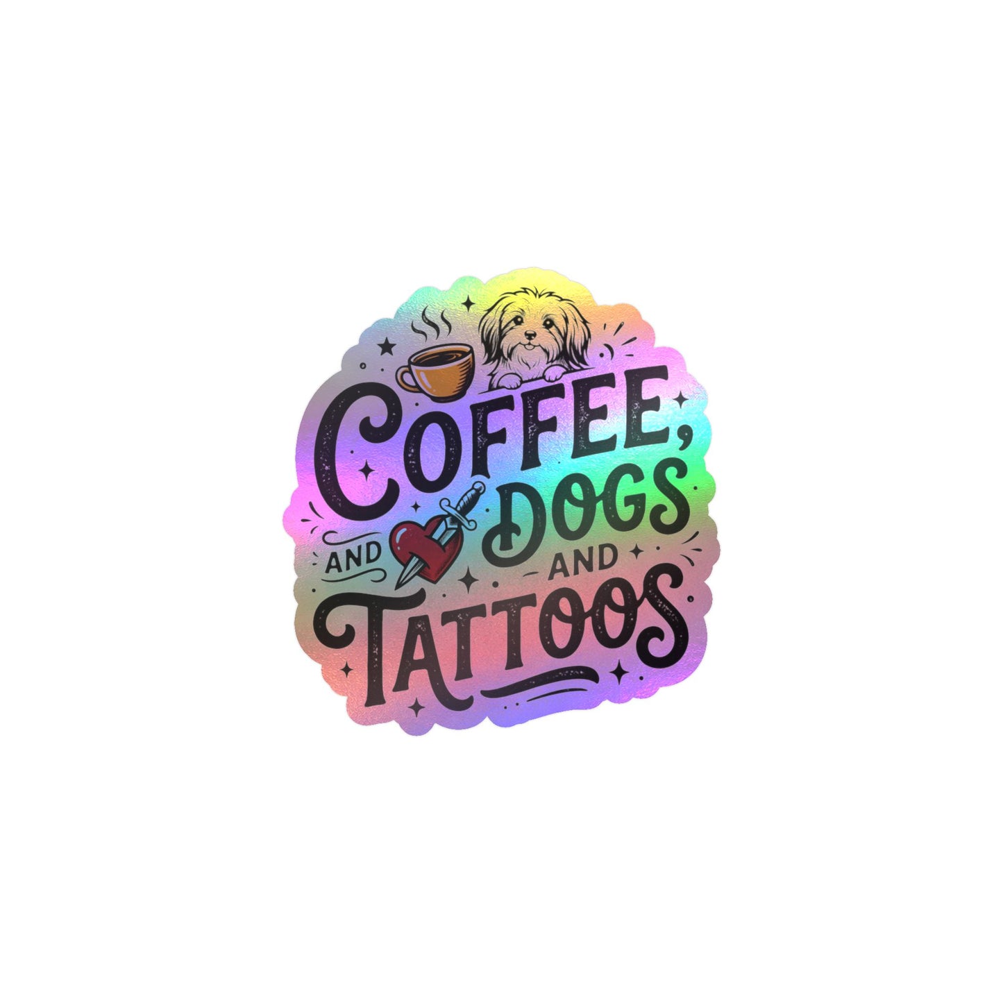 Coffee Dogs Tattoos Kiss-Cut Vinyl Decal Sticker