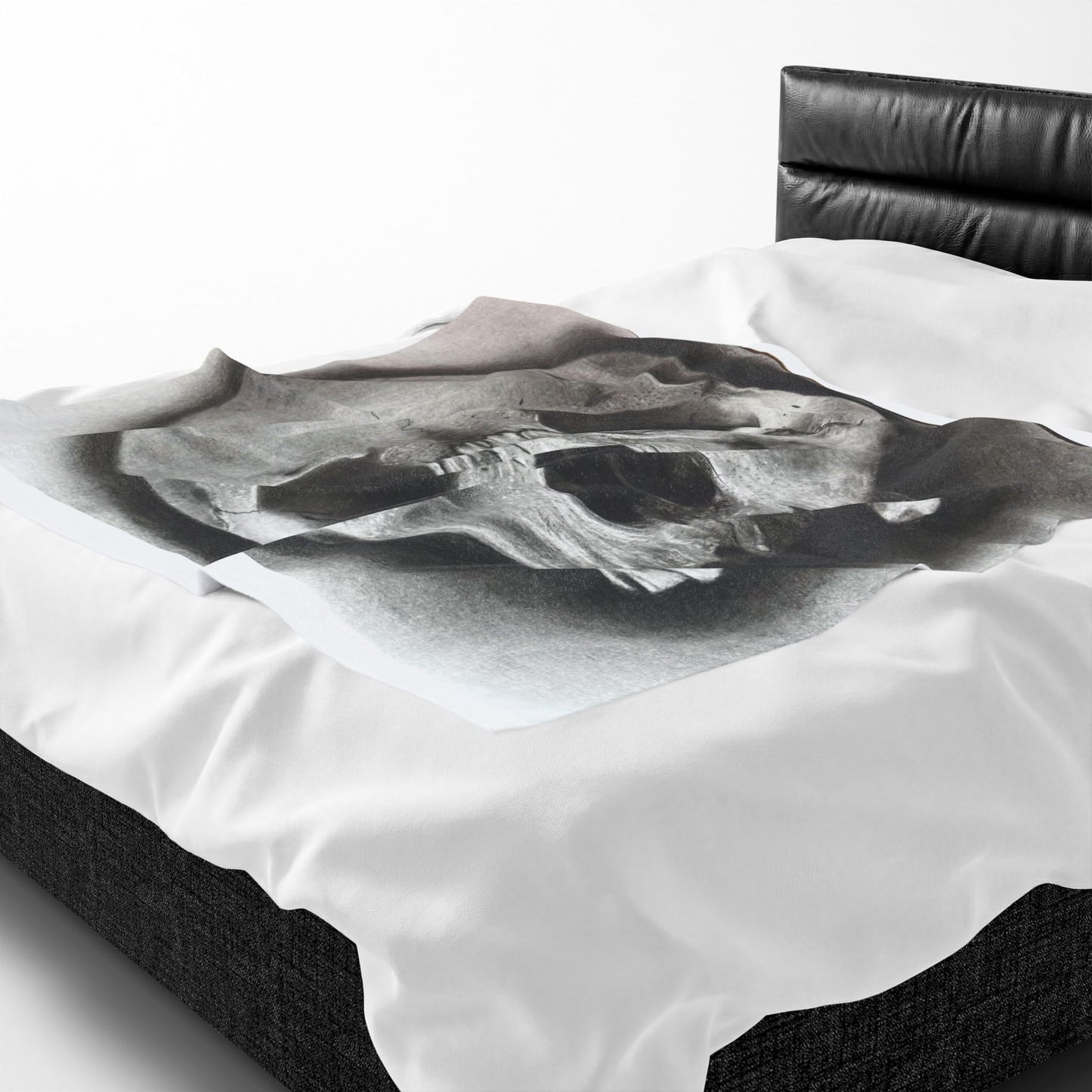 Skull Drawing Velveteen Plush Blanket | Anatomical Skull Artwork