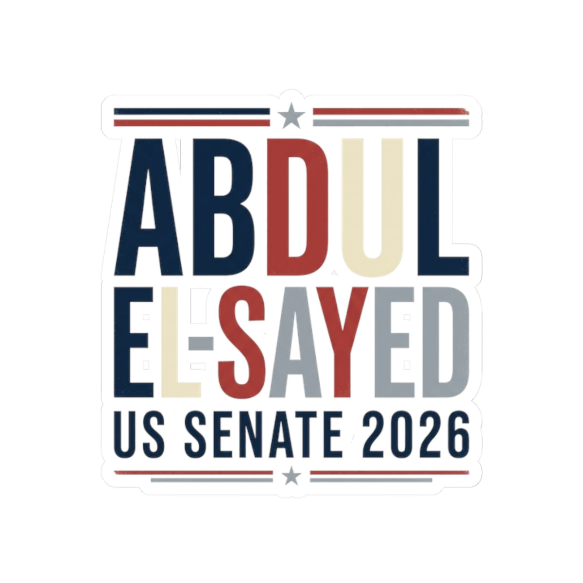 Abdul El-Sayed US Senate 2026 Sticker Political Campaign Democratic Michigan