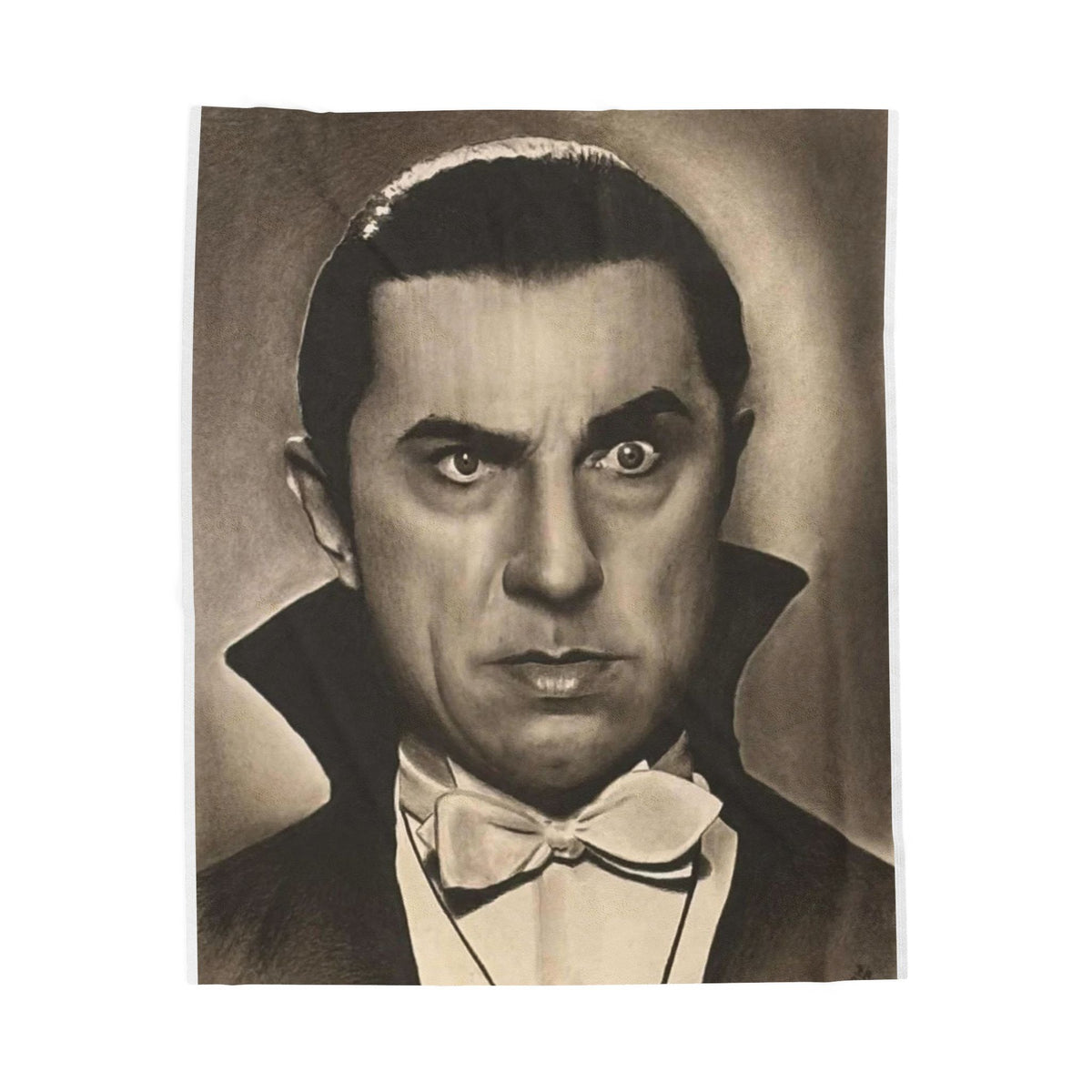 Original Dracula Portrait Velveteen Plush Blanket Gothic Vampire Throw Halloween Decor