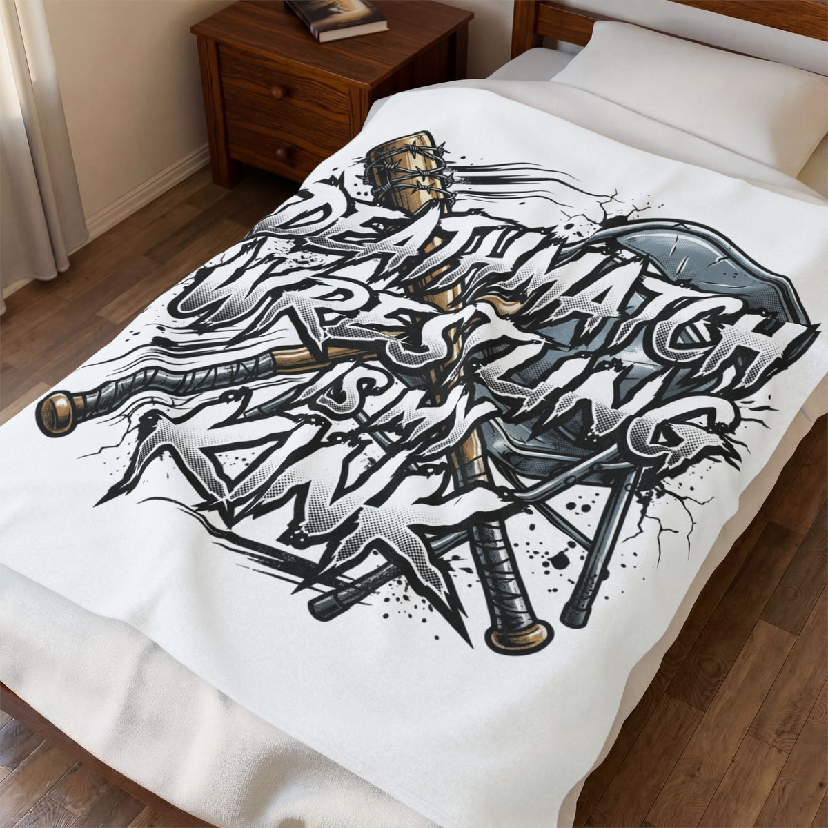 Deathmatch Wrestling Kink Velveteen Blanket Wrestler Plush Throw Home Decor