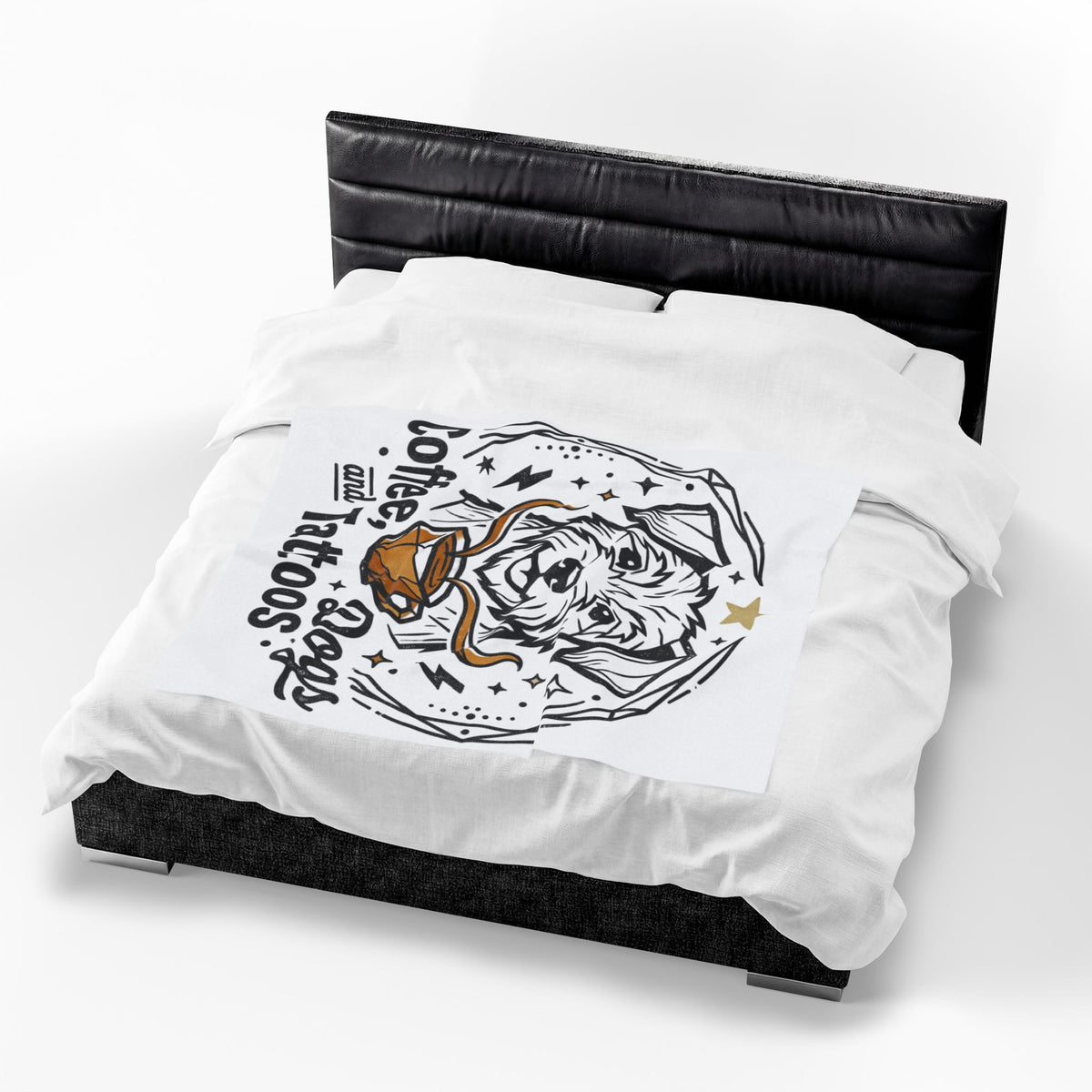 Coffee Dogs and Tattoos Velveteen Plush Blanket Home Decor Throw