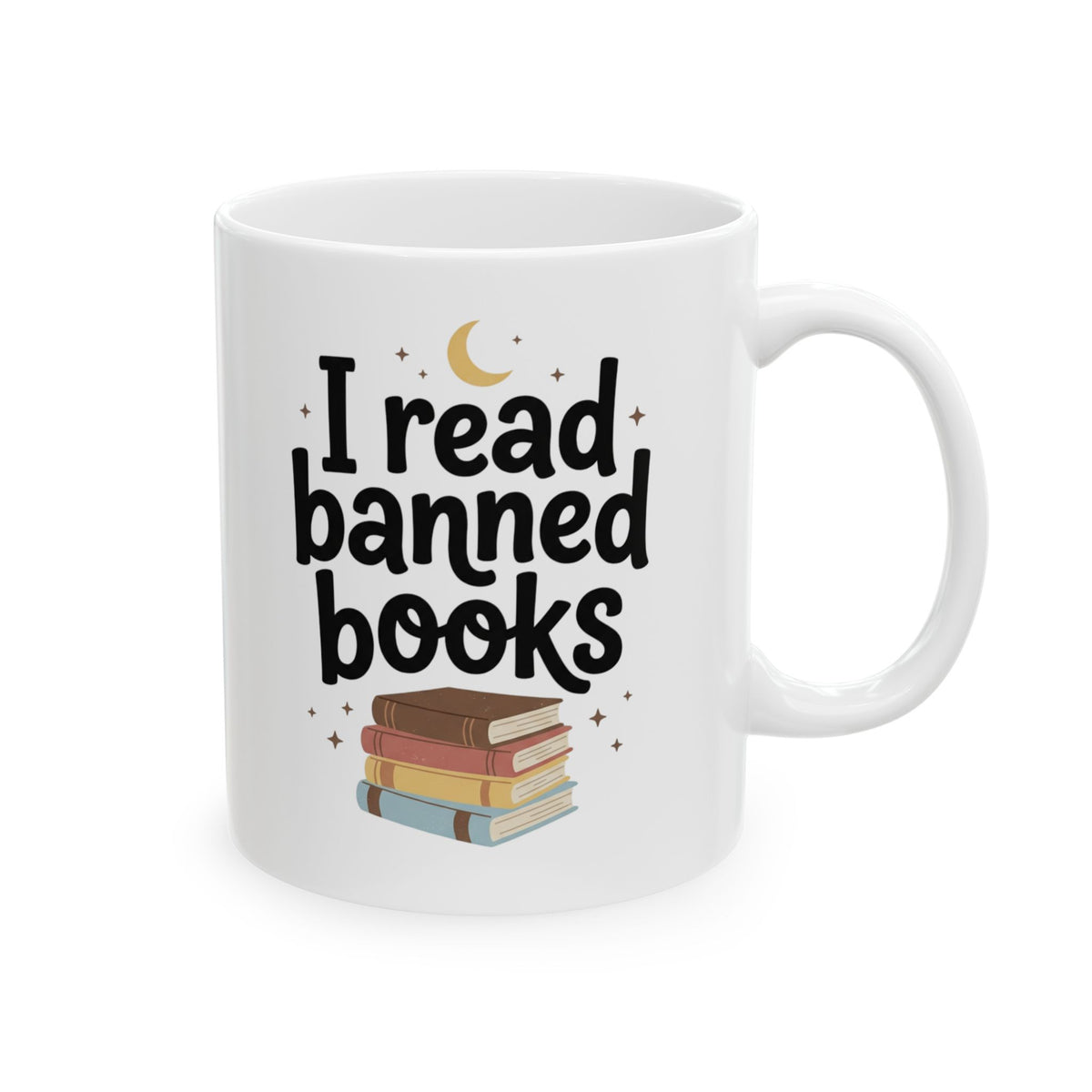 I Read Banned Books Mug Ceramic Coffee Cup Book Lovers Library Literary